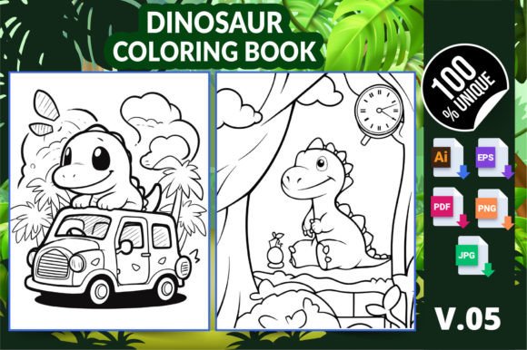 Dinosaur Coloring Book KDP Interior V05: A Versatile Resource for Creators, Parents, and Publishers