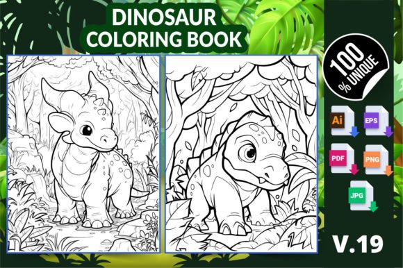 Dinosaur Coloring Book KDP Interior V19: What’s Inside