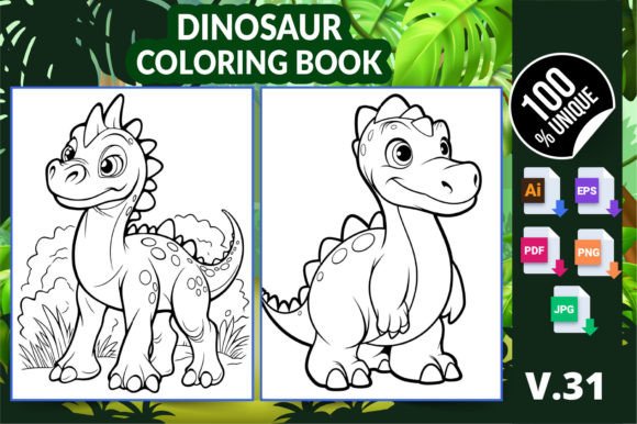 Dinosaur Coloring Book KDP Interior V31