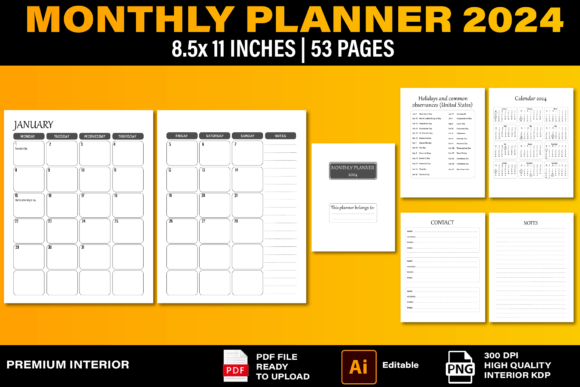 Getting Organized with a Monthly Planner 2024 KDP Interior That Actually Works for You