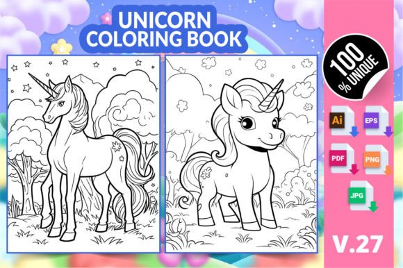 Unicorn Coloring Book KDP Interior V27 for Creators