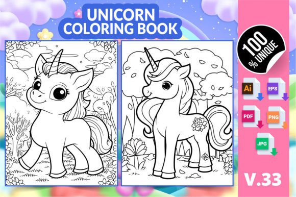 Unicorn Coloring Book KDP Interior V33 Explained
