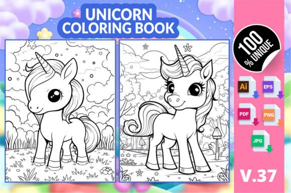 Unicorn Coloring Book KDP Interior V37: Your Complete Resource for Quality, Profit-Ready Coloring Pages